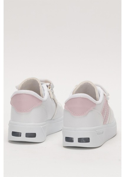 Işıklı Unisex Rahat Hafif Çocuk Spor Ayakkabı BEYAZ - PUDRA fırsatları