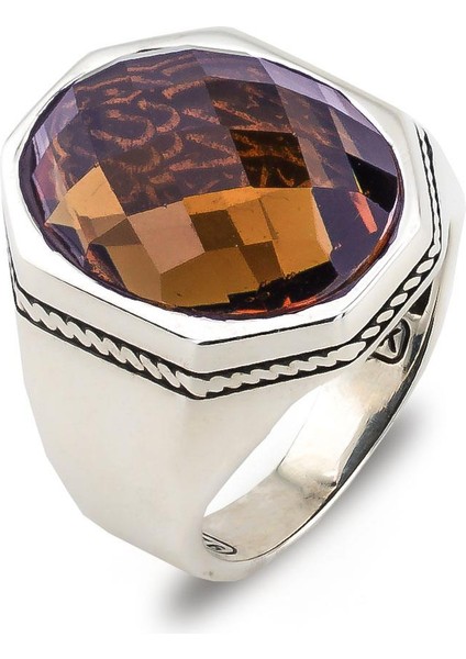 Zultanit Taşlı La Galibe Illallah Yazılı Parlak Gümüş Erkek Yüzük modelleri