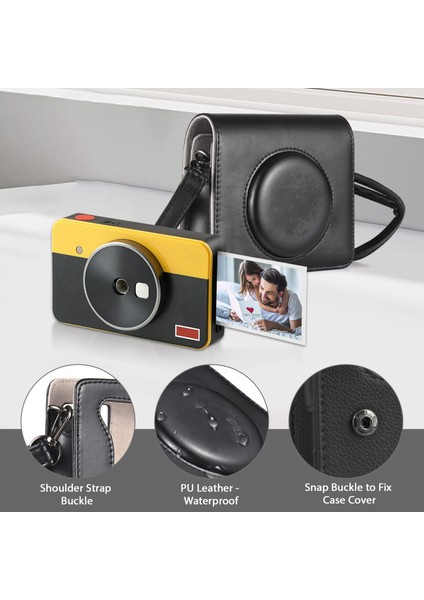 Retro Pu Deri C300R Mini Shot 3 Taşınabilir Fotoğraf Çantası (Yurt Dışından)