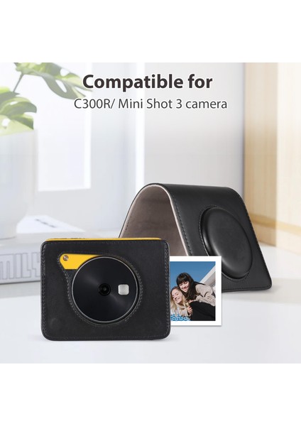 Retro Pu Deri C300R Mini Shot 3 Taşınabilir Fotoğraf Çantası (Yurt Dışından)