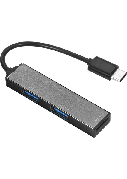 3'ü 1 Arada Type-C USB 3.0 Hub, Tf Kart Okuyucu ve Çoklu Port Adaptör - Gümüş Gri (Yurt Dışından)
