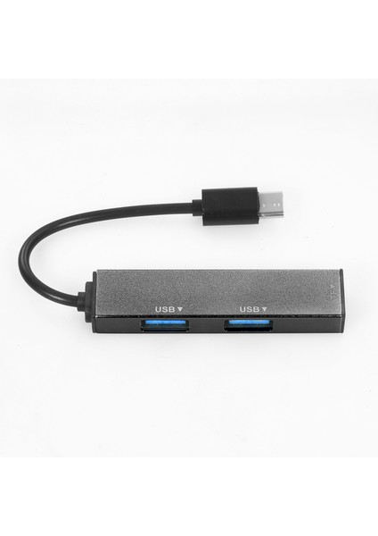 3'ü 1 Arada Type-C USB 3.0 Hub, Tf Kart Okuyucu ve Çoklu Port Adaptör - Gümüş Gri (Yurt Dışından)