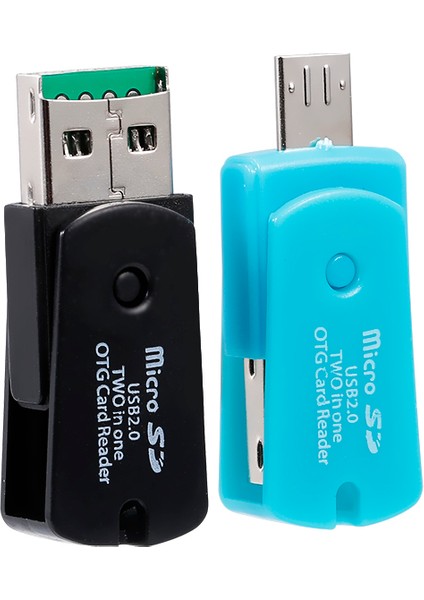 Micro USB 2'de 1 Otg Döndürülebilir Tf Kart Okuyucu Siyah (Yurt Dışından)
