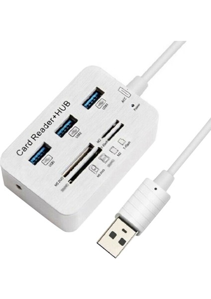 USB 3.0 Type C 3 Portlu Çoklu Kart Okuyucu Yüksek Hızlı Hub - Dizüstü Bilgisayar ve Pc Için (Yurt Dışından)