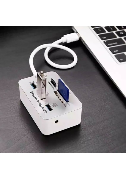 USB 3.0 Type C 3 Portlu Çoklu Kart Okuyucu Yüksek Hızlı Hub - Dizüstü Bilgisayar ve Pc Için (Yurt Dışından)