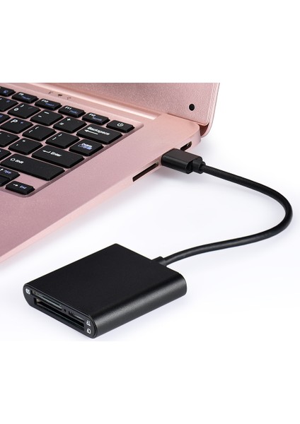 3'lü USB 3.0 Yüksek Hızlı Tf/sd/cf Kart Okuyucu Alüminyum Siyah (Yurt Dışından)