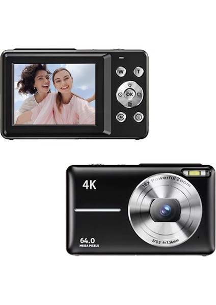 4K 30FPS 64MP Dijital Kamera, 18X Zoom, 2.4 Inç Ekran, Gençlere Hediye (Yurt Dışından)