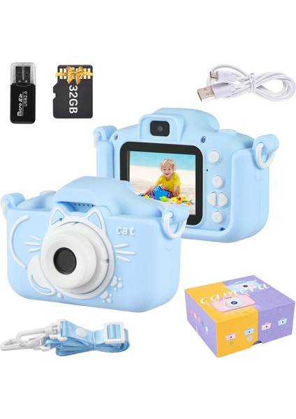 X8 Mini Çocuk Kamerası 1080P 20MP Çift Lens IPS Ekran Dahili 32GB (Yurt Dışından)