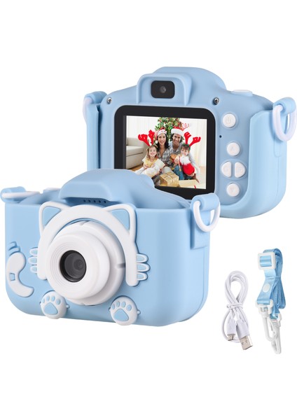 Çocuk Dijital Kamera 1080P Çift Lens IPS Ekran Dahili Pil Sevimli Çerçeveler (Yurt Dışından)