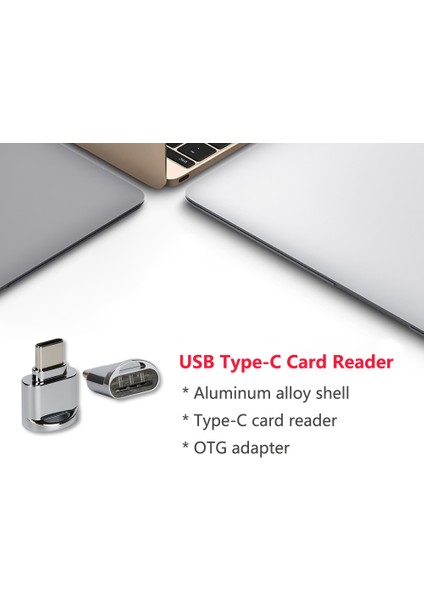 Alüminyum USB C Kart Okuyucu Otg Adaptör - Mac/windows, Tf/flash Bellek Uyumlu (Yurt Dışından)