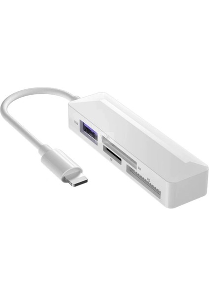 4'ü 1 Arada iPhone Lightning Sd Kart Okuyucu Yüksek Hızlı USB 3.0 Tf Ms Adaptör (Yurt Dışından)