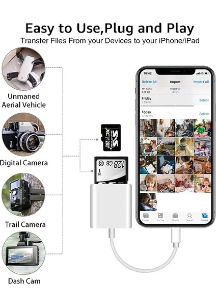 Çift Yuvalı Micro Sd Kart Okuyucu Tak ve Kullan Beyaz (Yurt Dışından)