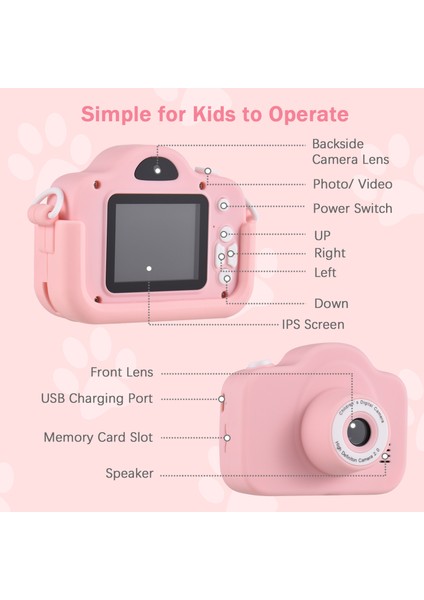 Çocuk Dijital Kamera 1080P Çift Lens IPS Ekran Dahili Yılbaşı Hediyesi (Yurt Dışından) fiyatları