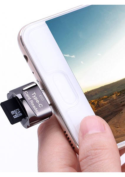 USB 3.1 Type C Kart Okuyucu Telefon Tablet Laptop Gri (Yurt Dışından)