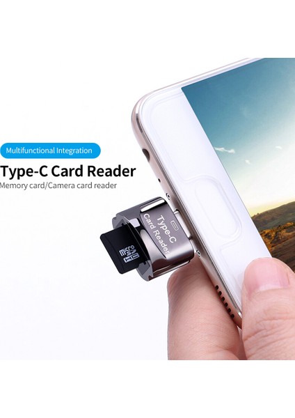 USB 3.1 Type C Kart Okuyucu Telefon Tablet Laptop Gri (Yurt Dışından)