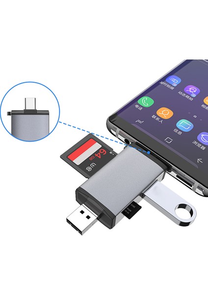 6'lı USB 3.0 Otg Kart Okuyucu Type-C/micro USB Tf/sd Adaptör (Yurt Dışından)