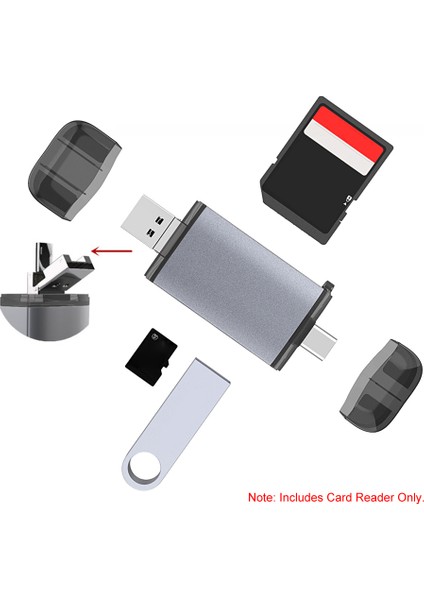6'lı USB 3.0 Otg Kart Okuyucu Type-C/micro USB Tf/sd Adaptör (Yurt Dışından)