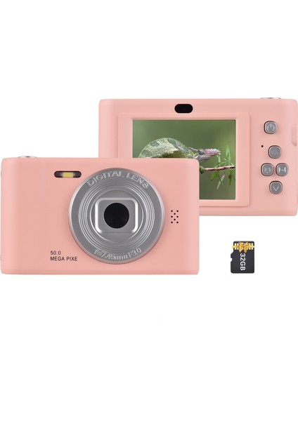 1080P 50MP Dijital Fotoğraf Makinesi Çift Lens 8x Zoom 2.4 Inç Ekran 32GB Öğrenci Hediyesi (Yurt Dışından)