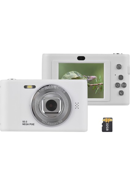1080P 50MP Çift Lens 8x Zoom Dijital Fotoğraf Makinesi 2.4 Inç Ekran 32GB Tf Kart Hediye Çocuk Genç Öğrenci (Yurt Dışından)