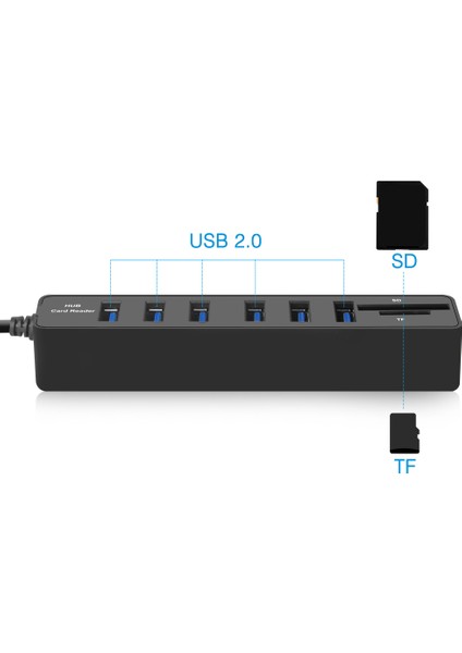 Jdl-Hsd5 USB Hub Sd/tf Kart Okuyucu 3/6 Portlu USB 2.0 Yüksek Hızlı Laptop (Yurt Dışından)