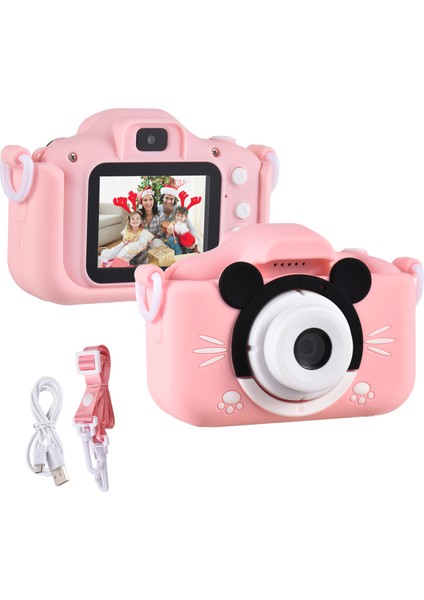 Çocuk Dijital Kamera 1080P Çift Lens, 2.0 IPS Ekran, Dahili Pil ve Karikatür Çerçeveler (Yurt Dışından)
