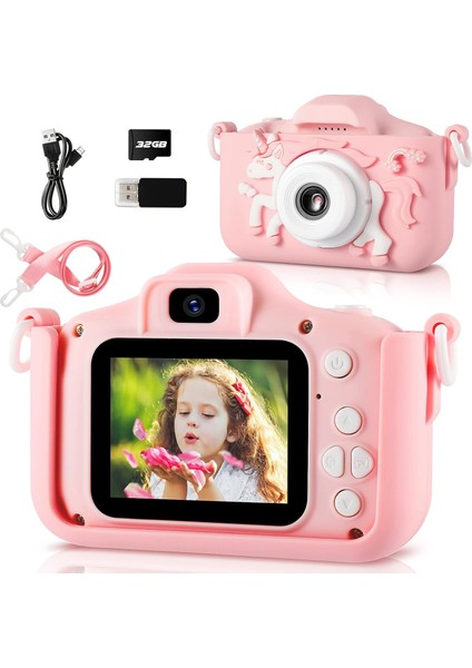 Çocuk Darbe Emici Dijital Kamera Kılıfı 32GB Hafıza Kartı (Yurt Dışından)