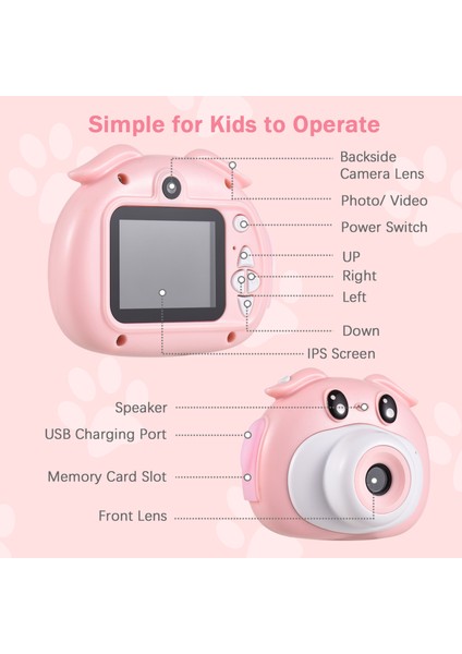 Çocuk Dijital Kamera 1080P Çift Lens 2 Inç IPS Dahili Pil Hediye (Yurt Dışından) modelleri