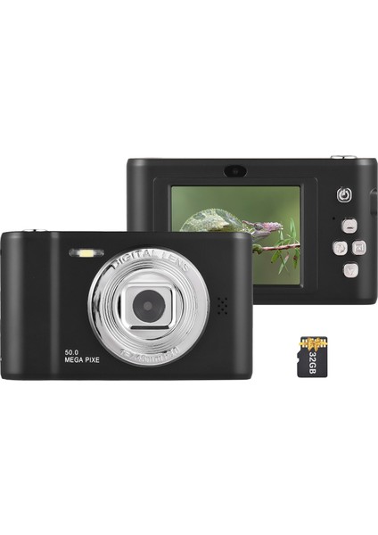 1080P 50MP Dijital Fotoğraf Makinesi Çift Lens 8x Zoom 2.4 Inç Ekran Dahili Flaş 32GB Kart Çocuk Hediyesi (Yurt Dışından)