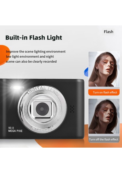 1080P 50MP Dijital Fotoğraf Makinesi Çift Lens 8x Zoom 2.4 Inç Ekran Dahili Flaş 32GB Kart Çocuk Hediyesi (Yurt Dışından) indirimleri