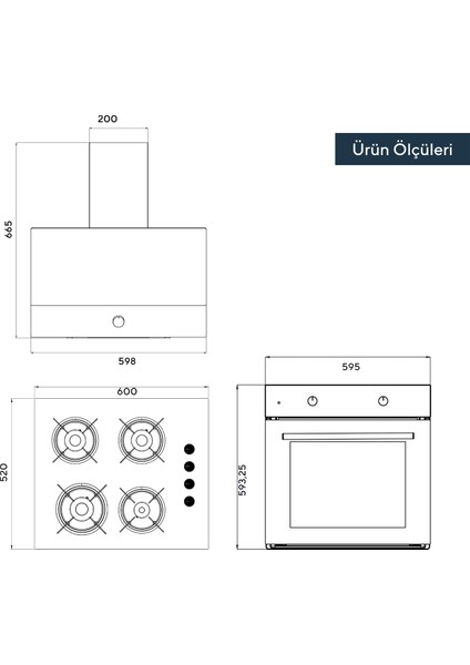 Kristal Antrasit ( Gri ) Cam Ankastre Set