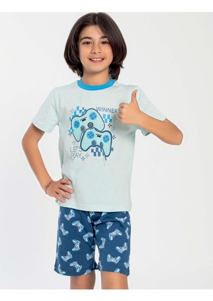 Erkek Çocuk Kısa Kol Mint Pijama Takım C9T4N0O-047