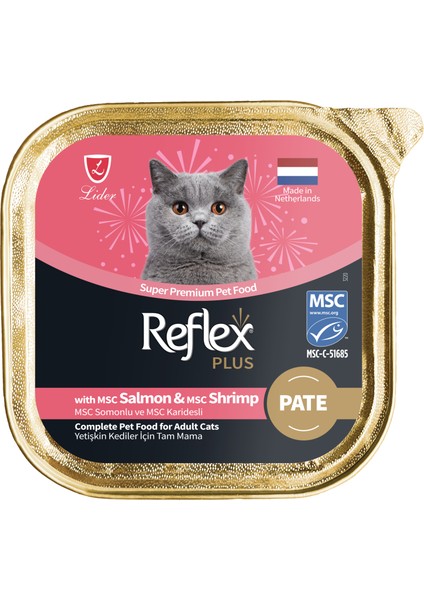 Plus Pate Somonlu ve Karidesli Yetişkin Kedi Maması - 85 gr