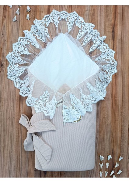 Dantelli Bebek Battaniyesi %100 Pamuklu Doğal Organik Uyku Kundağı Hediyelik Yenidoğan Mevlütlük fiyatları