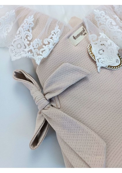 Dantelli Bebek Battaniyesi %100 Pamuklu Doğal Organik Uyku Kundağı Hediyelik Yenidoğan Mevlütlük