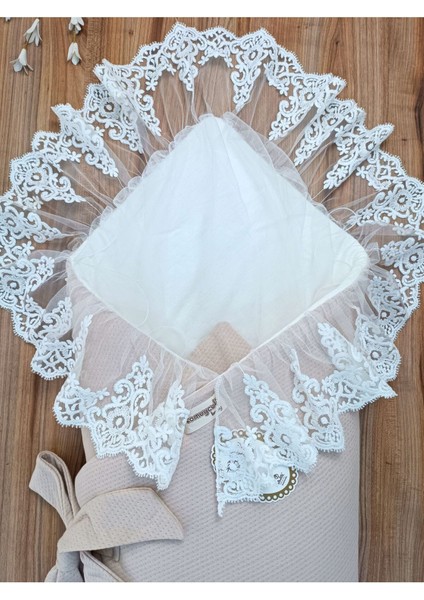 Dantelli Bebek Battaniyesi %100 Pamuklu Doğal Organik Uyku Kundağı Hediyelik Yenidoğan Mevlütlük