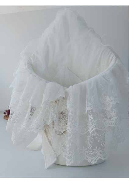 Dantelli Bebek Battaniyesi Pamuklu Doğal Uyku Kundağı Hediyelik Yenidoğan Mevlütlük