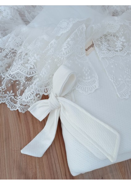 Dantelli Bebek Battaniyesi Pamuklu Doğal Uyku Kundağı Hediyelik Yenidoğan Mevlütlük