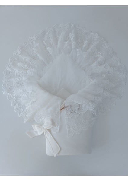 Dantelli Bebek Battaniyesi Pamuklu Doğal Uyku Kundağı Hediyelik Yenidoğan Mevlütlük