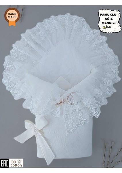Dantelli Bebek Battaniyesi Pamuklu Doğal Uyku Kundağı Hediyelik Yenidoğan Mevlütlük modelleri