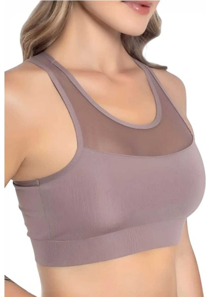 Kadın Tül Detaylı Crop Kadın Büstiyer