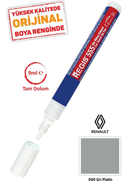 Oto Tam Örtücü Rötüş Kalemleri Renault D69 Gri Platin Çizik Giderici Oto R.k