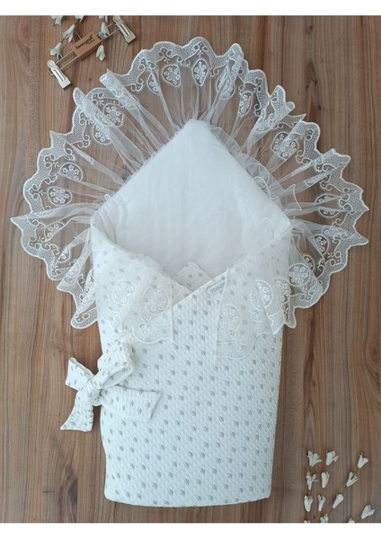 Dantelli&ışıltılı Bebek Battaniyesi %100 Pamuklu Organik Uyku Kundağı Hediyelik Yenidoğan Mevlütlük fiyatları