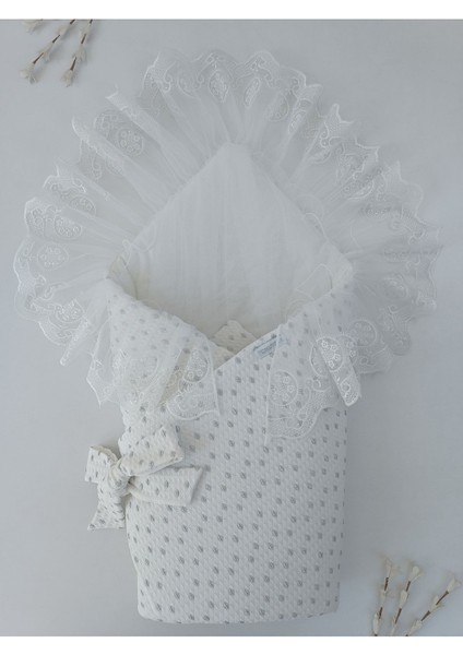 Dantelli&ışıltılı Bebek Battaniyesi %100 Pamuklu Organik Uyku Kundağı Hediyelik Yenidoğan Mevlütlük fırsatları