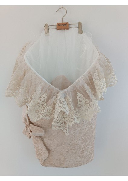 Dantelli Bebek Battaniyesi Pamuklu Doğal Uyku Kundağı Hediyelik Yenidoğan Mevlütlük