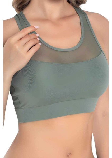 Kadın Tül Detaylı Crop Kadın Büstiyer