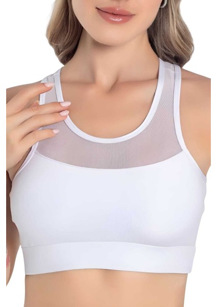 Kadın Tül Detaylı Crop Kadın Büstiyer