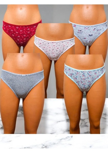 Désir Kadın Düşük Bel Renkli Desenli Ekonomik Bikini Model Külot 5'li Paket