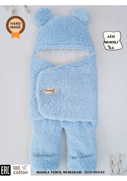 Bebek Dış Kundak Battaniyesi Welsoft Ekstra Uzun Kışlık Peluş Ayakları Açılabilen Uyku Tulumu 0-12AY