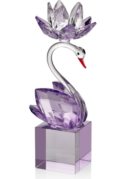 Seta Kristal Kuğulu Lotus Şamdan Lila 7922 cm