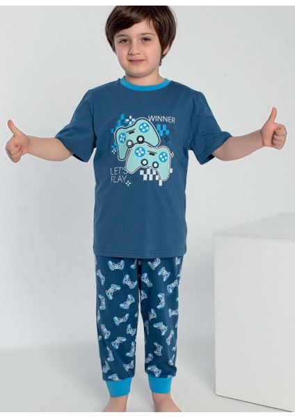 Erkek Çocuk Kısa Kol Indigo Pijama Takım C2T5N0O-047